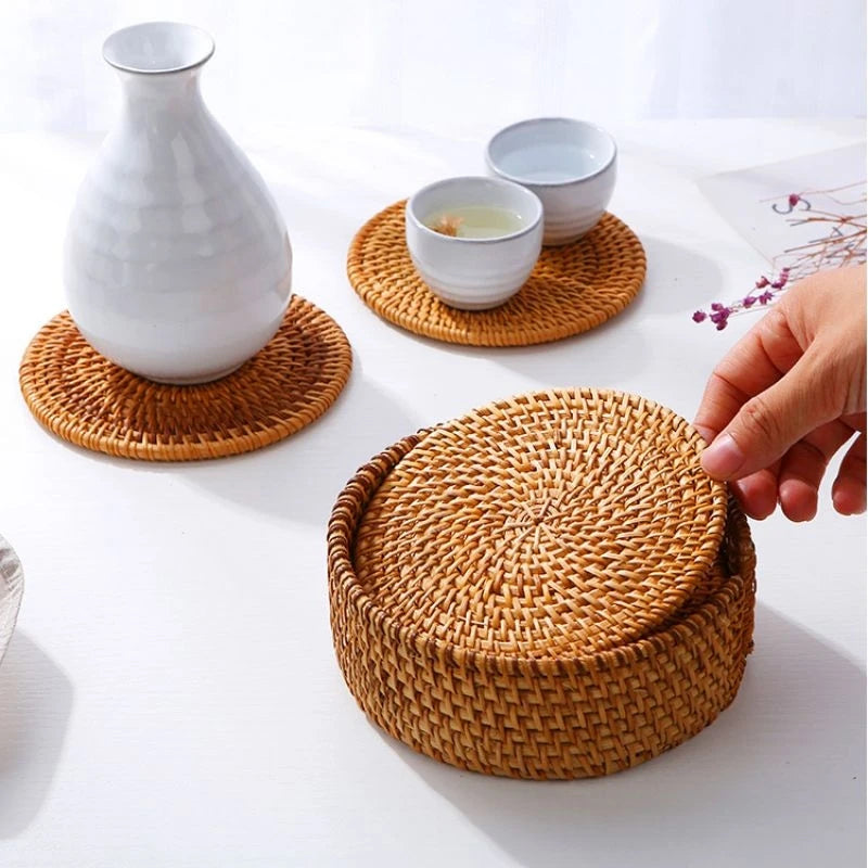 Eco-Friendly Rattan Coaster Set