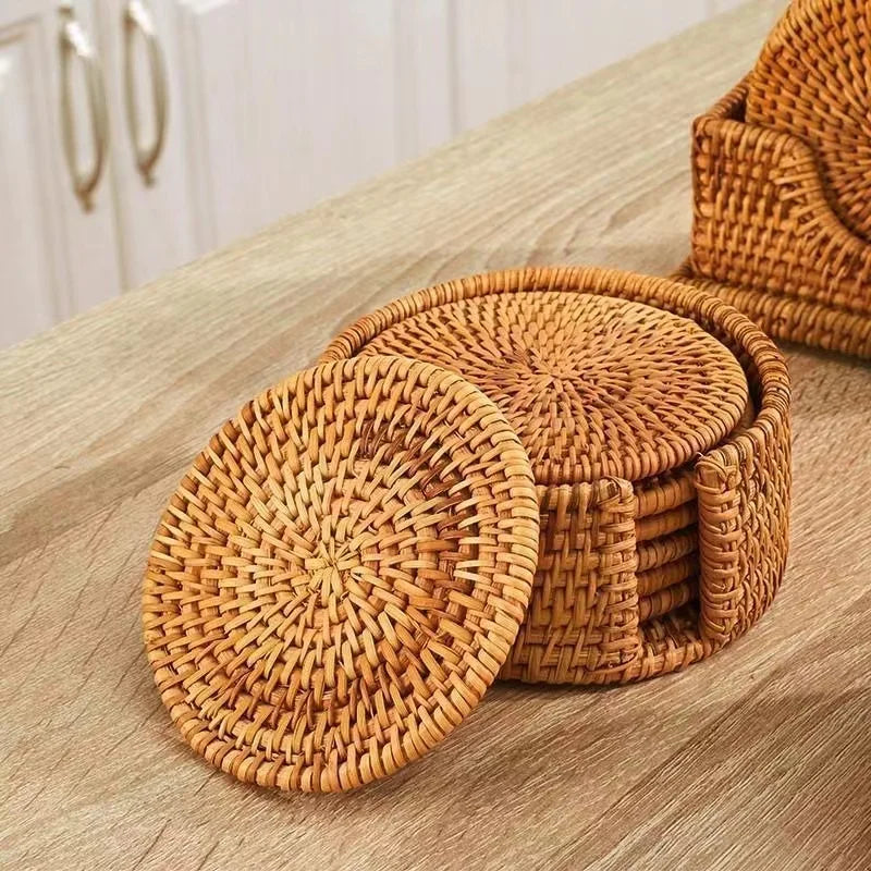 Eco-Friendly Rattan Coaster Set