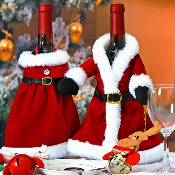 Elegant Holiday Wine Bottle Sleeves – Golden Velvet Christmas Decor