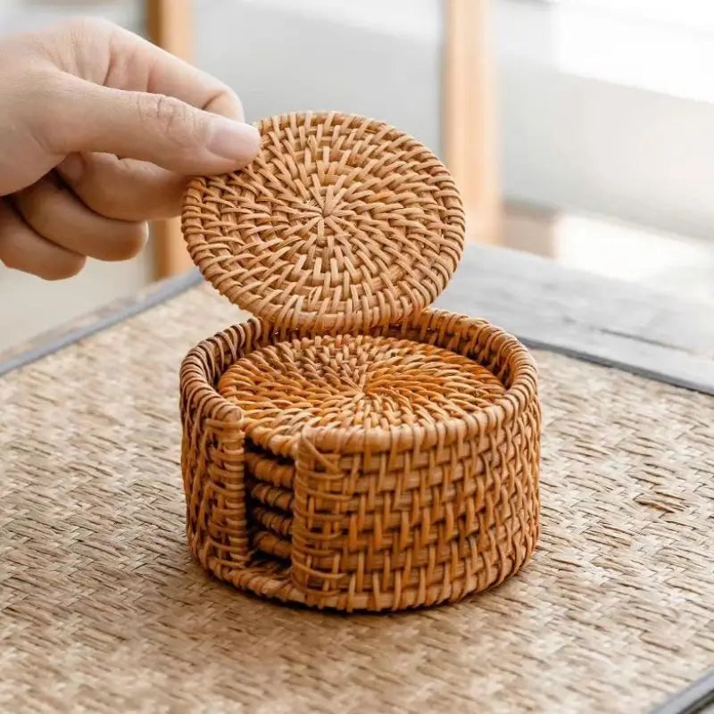 Eco-Friendly Rattan Coaster Set