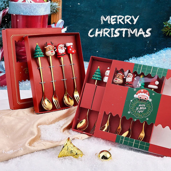 Christmas Tableware Set – Snowman, Elk & Santa Claus Forks & Spoons (2PCS/4PCS/6PCS)