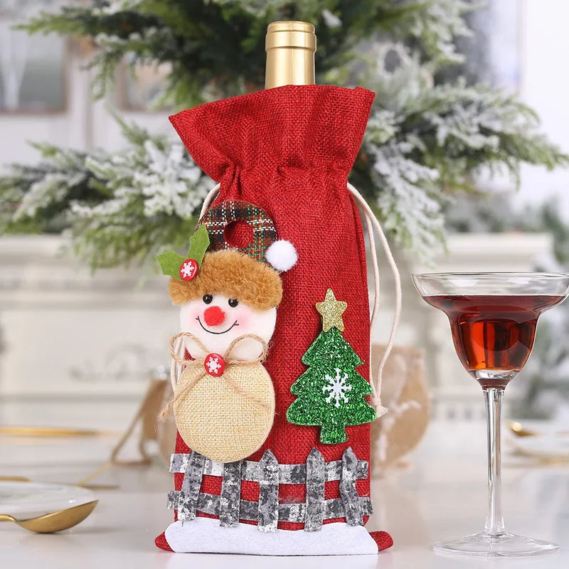 Elegant Holiday Wine Bottle Sleeves – Golden Velvet Christmas Decor