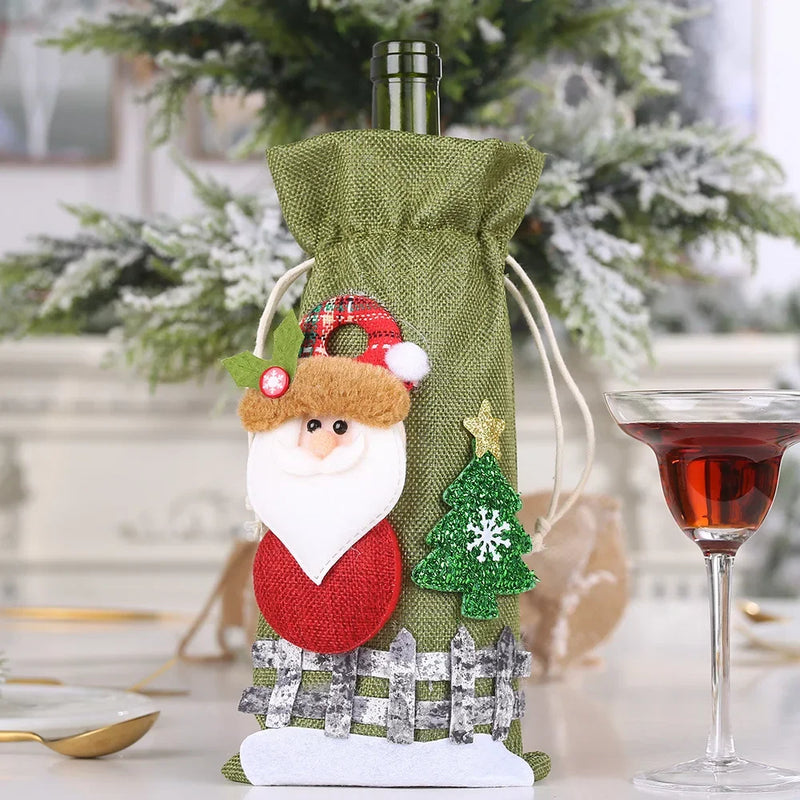 Elegant Holiday Wine Bottle Sleeves – Golden Velvet Christmas Decor