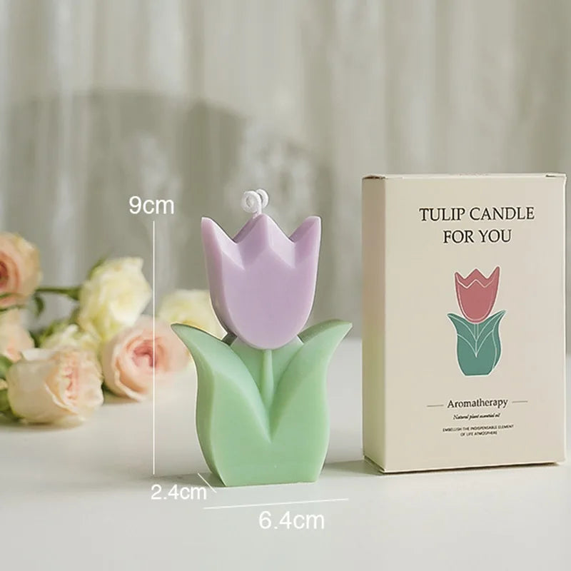 Handmade Tulip Soy Wax Candle – Aromatherapy for Relaxation & Home Decor