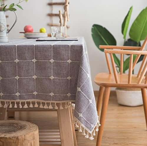 Elegant Jacquard Checkered Tassel Tablecloth