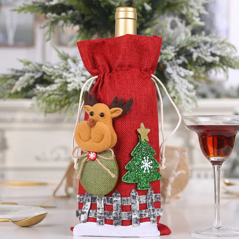 Elegant Holiday Wine Bottle Sleeves – Golden Velvet Christmas Decor